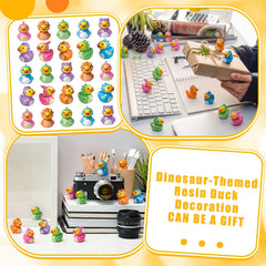 Novabright tiny dinosaur ducks decorating a potted plant for whimsical appeal