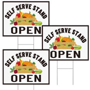 Novabright front view sign showing bold SELF SERVE text and produce graphic benefit: high visibility