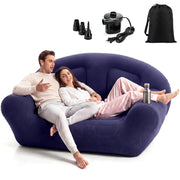 Novabright front view navy inflatable couch showing roomy twin seating and portability