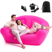 Novabright front view of hot-pink inflatable couch showing full seating comfort