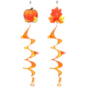 NOVWANG front view of two orange spinners showing festive fall decor benefit