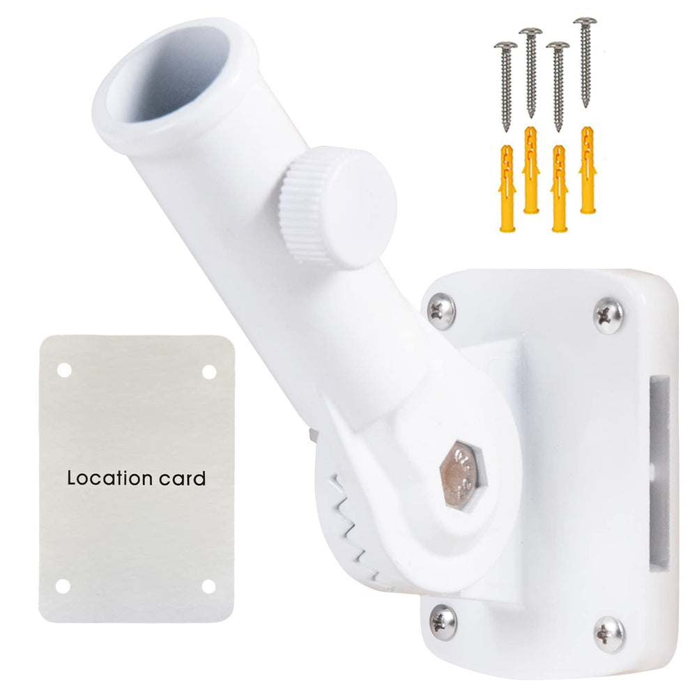 NQ front view of white flag pole holder showing clean finish and secure base benefit