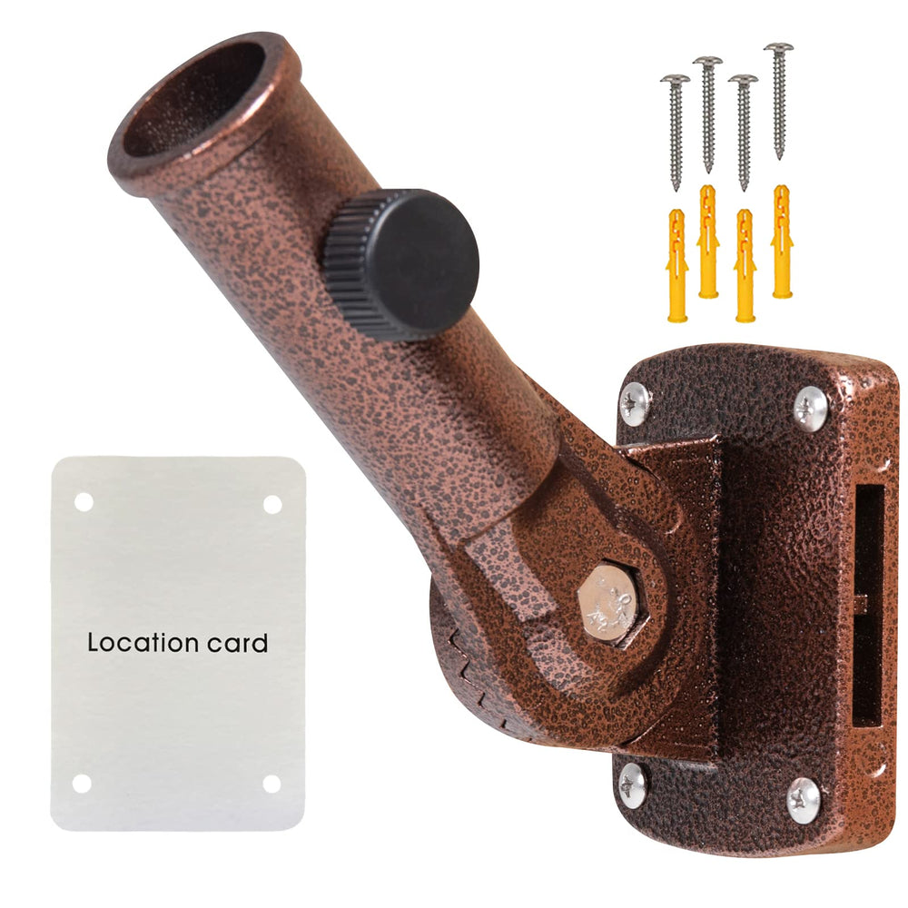 NQ flag pole holder front view showing sturdy base and mounting holes for secure installation