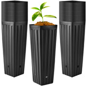 Nuenen front view of 100-pack tall tree pots showing quantity and benefit