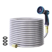 Numwot front view of 100ft hose showing full length and benefits