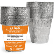 NUPICK front pack showing 35 grease liners, quick cleanup benefit
