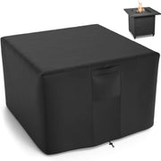 NUPICK front view showing cover fitted on square fire table protecting finish
