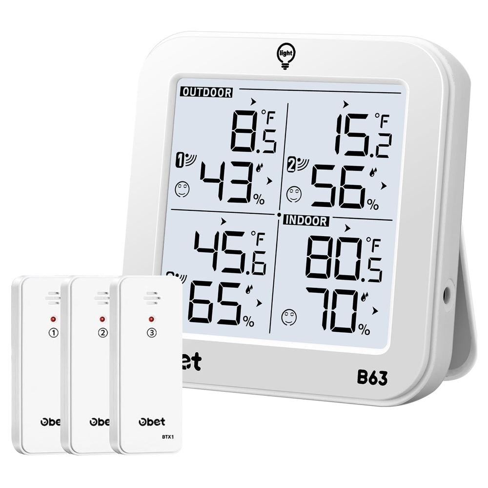 OBET front display showing temperature and humidity for fast reading