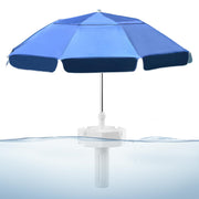 OceanaFlow front view of floating umbrella showing shaded area and portability benefit