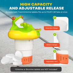 ODJSY frog top open with 1-inch tablet inserted for easy loading