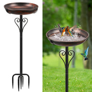 ODSNANIE front view of vintage bronze bird bath showing elegant profile and curb appeal