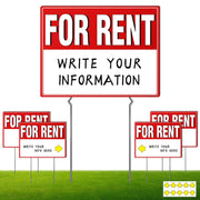 Ofibsisce front view of double-sided for rent sign showing bold readability
