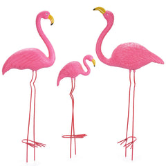 Ohuhu flamingo front view showing trio and bright color for curb appeal