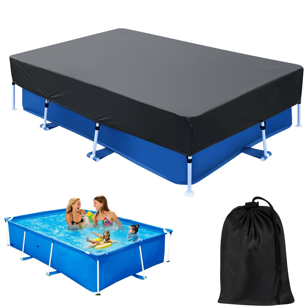 OIOYLEY front view of rectangular pool cover showing fit and protection