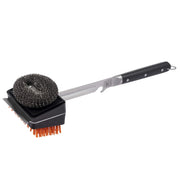 Oklahoma Joe's front view of the brush showing dual heads and handle benefits