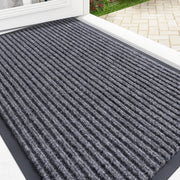 OLANLY front view of doormat showing stripe design and clean entry benefit