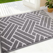 OLANLY front view grey door mat showing clean entrance and debris control