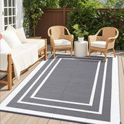 OLANLY front view of 6x9 ft rug showing grey and white pattern and curb appeal