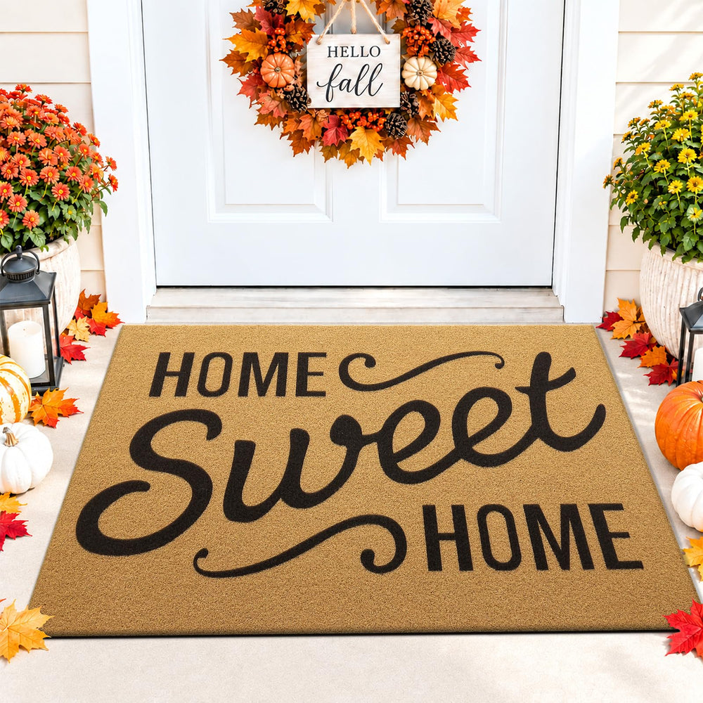 OLANLY front view welcome mat showing design and curb appeal