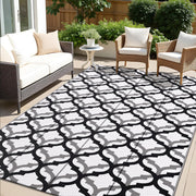 OLANLY front view black and white rug shows stylish patio upgrade