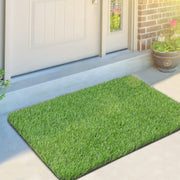 OLanto front view at doorway showing welcoming green mat benefit: decorative entrance
