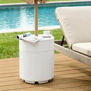 OLILAWN front view showing stable umbrella base and table benefit