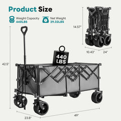 OLIXIS wagon loaded on beach showing stability and capacity benefit: transports beach gear easily
