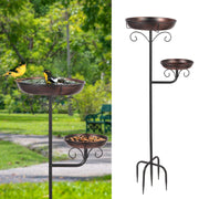 ONTALA front view of full 42-inch metal bird bath showing stability and design