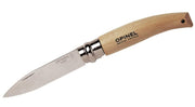 OPINEL No. 08 Garden open knife front view showing beech handle and blade benefit