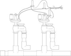 Orbit 57065 mounted on riser in yard, Orbit anti-siphon ensures safe irrigation
