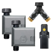 Orbit B-hyve front view on outdoor faucet showing compact design and easy install benefit