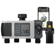 Orbit B-hyve XD front unit showing controls for easy outdoor setup and control