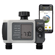 Orbit B-hyve XD front view showing dual outlets and compact profile for easy zone control