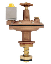 Orbit converter front view showing brass body and solenoid for durable automation