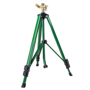 Orbit front view showing tripod-mounted sprinkler for stable watering