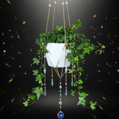 ORCHID AURA front view showing beaded plant hanger adding color