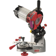 Oregon bench grinder front view showing controls and sturdy housing, increasing workshop efficiency