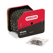 Oregon chainsaw chain reel front view showing branding and bulk length benefit