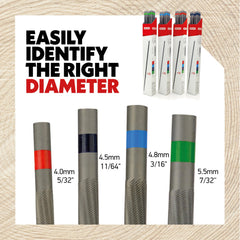 Oregon side view showing consistent diameter, reliable fit in guides