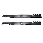 Oregon blade front view showing full 22-7/8 inch length and fit for 46-inch decks