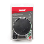 Oregon trimmer head front view showing robust housing and quick load benefit