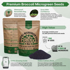 Organo Republic close-up of broccoli seeds showing texture and uniformity