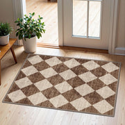 Othilic front door rug front view showcasing checkered diamond pattern and curb appeal