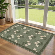 Othilic front view of sage floral rug showing vintage charm and welcoming look