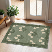 Othilic front view sage floral mat showing vintage charm and easy cleaning