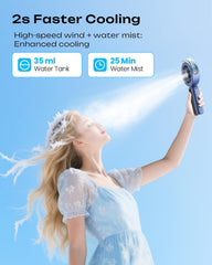 Otlonpe close-up of mist nozzle delivering hydrated cooling spray
