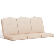Oungelark front view of khaki three-piece cushion set showing neat fit