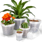 OUPSAUI front view of 35-pack showing all clear pot sizes and organization benefit