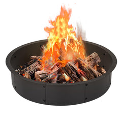 OUSHENG front view of assembled fire pit ring showing sturdy build and benefit of containment