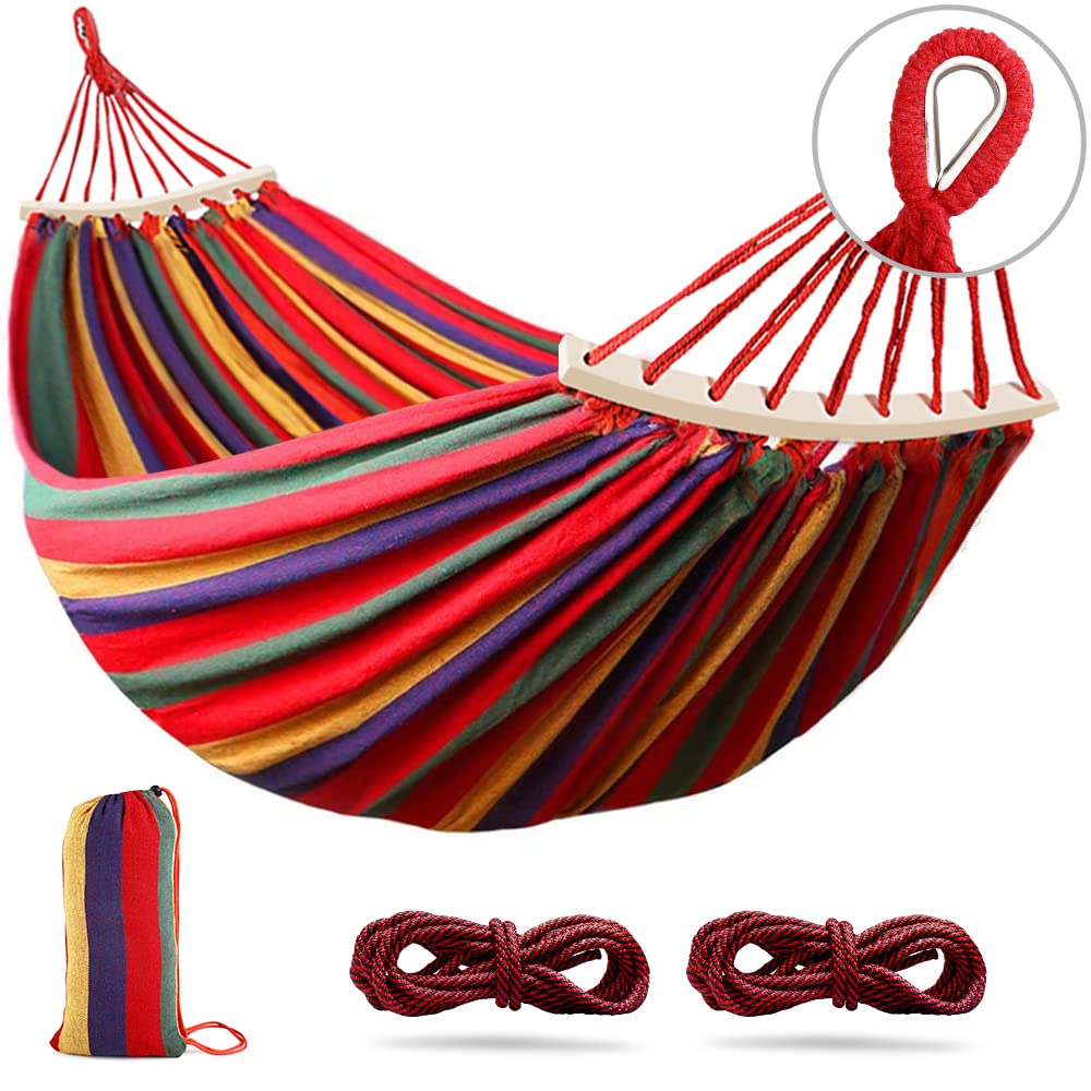 Outerman front view of hammock showing full canvas bed and spreader bars for stable lounging